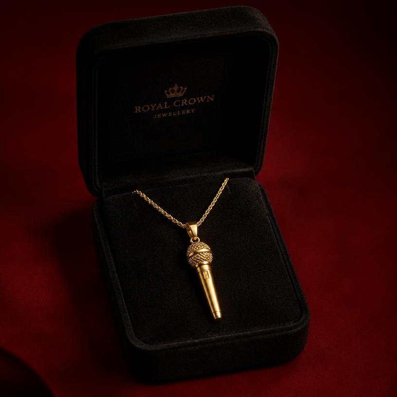 Gold Microphone Pendant